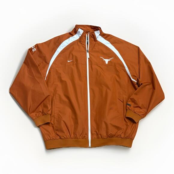 Vintage Texas Longhorns Nike Team Mens XL Orange Full Zip Pullover Windbreaker - Picture 1 of 8